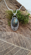 Labradorite pendant in sterling silver with leaf and berry details - Anna Ancell Jewellery