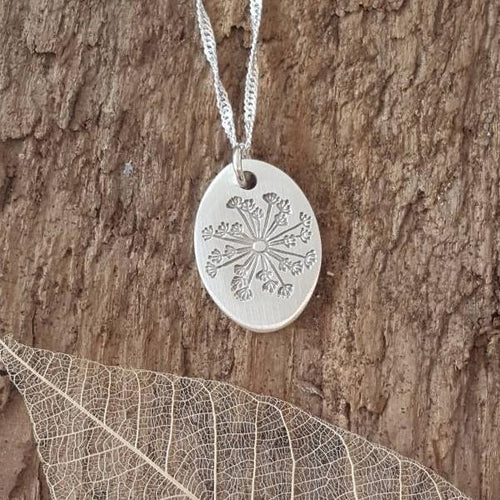 Fine silver dandelion/seedhead pendant - Anna Ancell Jewellery