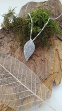 Fine silver leaf shaped pendant with vine and flower texture - Anna Ancell Jewellery