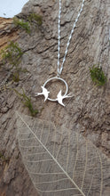 Sterling silver swallows in flight pendant - Anna Ancell Jewellery