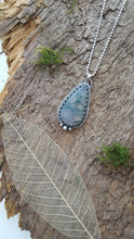 Teardrop shaped beautiful moss agate pendant in sterling silver - Anna Ancell Jewellery