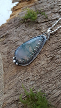 Teardrop shaped beautiful moss agate pendant in sterling silver - Anna Ancell Jewellery