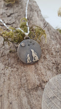 Sterling silver moongazing mother and baby Hare pendant - Anna Ancell Jewellery