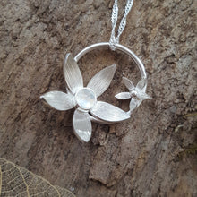 Sterling silver flower pendant set with a moonstone - Anna Ancell Jewellery