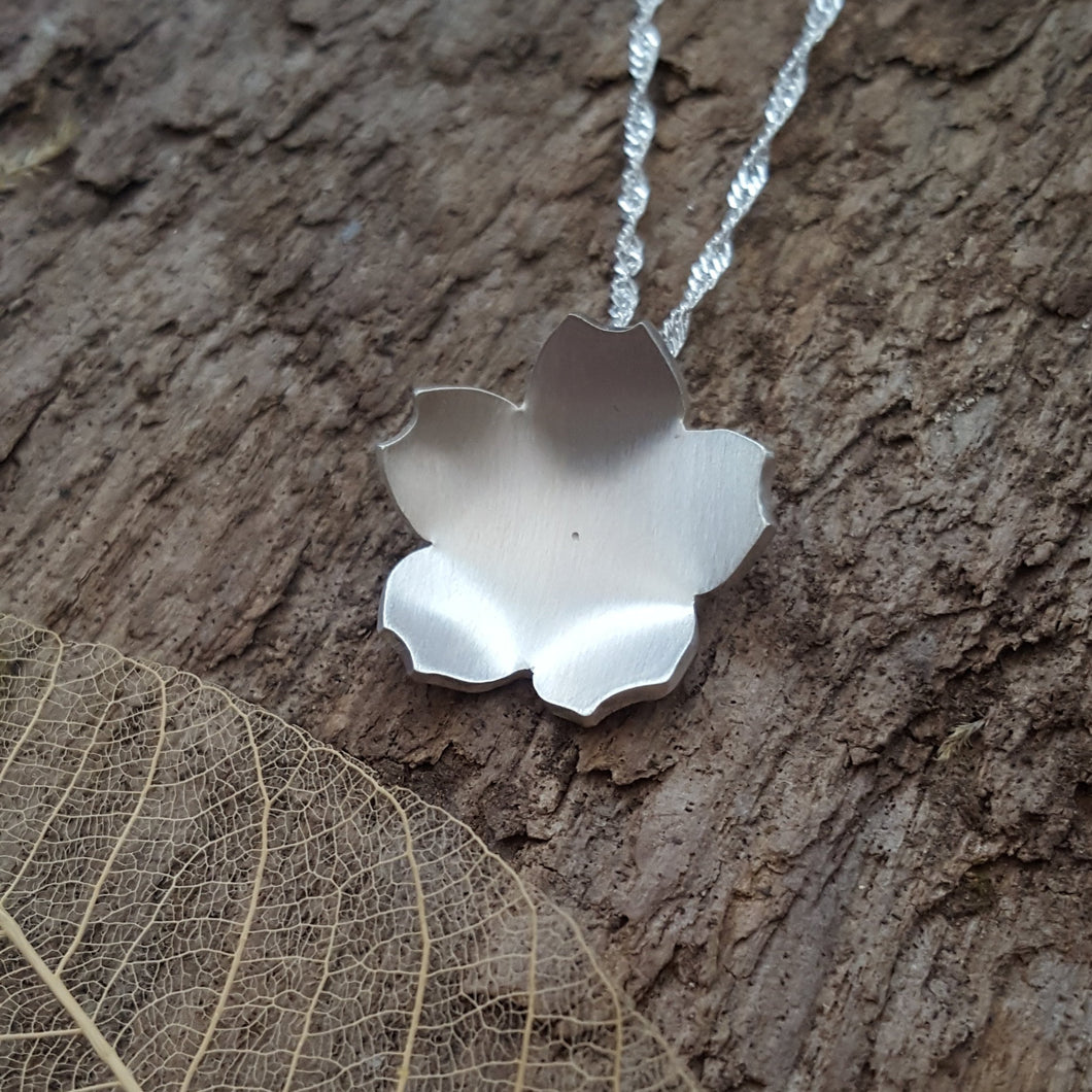 Sterling silver cherry blossom flower - Anna Ancell Jewellery