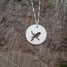 Sterling silver bird on a branch pendant - Anna Ancell Jewellery