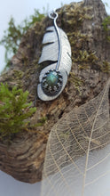 Sterling silver feather pendant with a stunning labradorite gemstone - Anna Ancell Jewellery