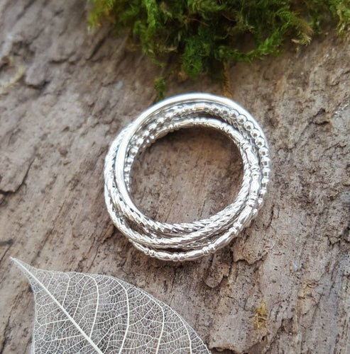 Sterling Silver 5 band entwined Ring - Anna Ancell Jewellery
