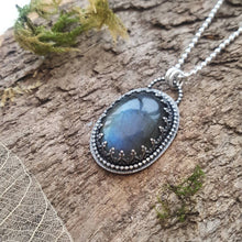 Oval shaped Labradorite pendant in sterling silver - Anna Ancell Jewellery