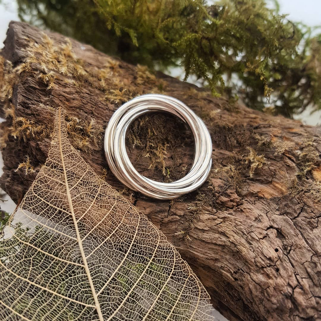 Handmade 925 Sterling Silver 5 band Entwined Ring - fidget, fiddle ring - Anna Ancell Jewellery