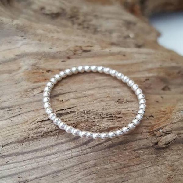 Dainty Sterling Silver beaded wire ring - Anna Ancell Jewellery
