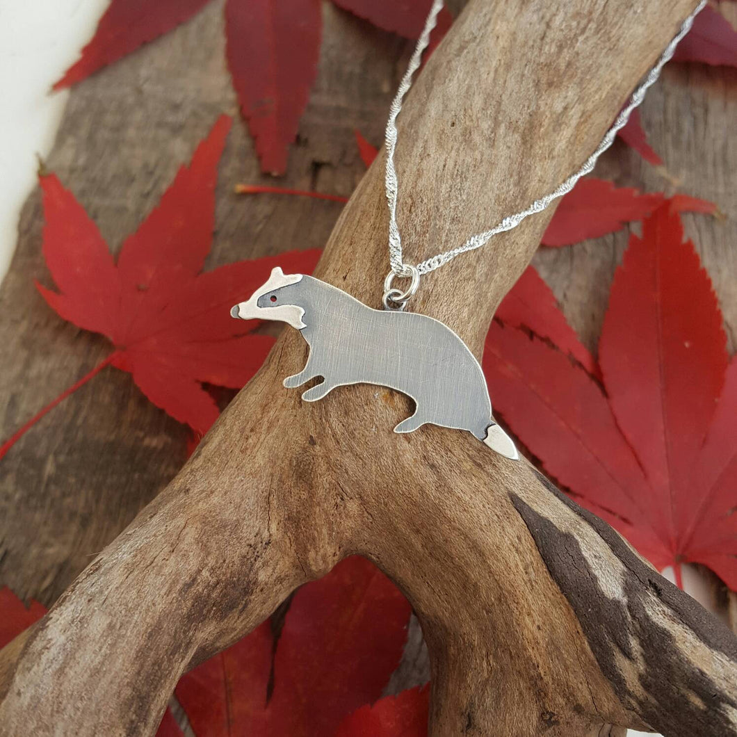 Sterling silver badger pendant - Anna Ancell Jewellery