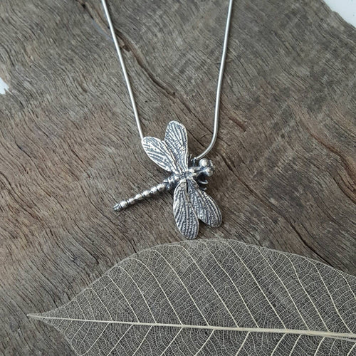 Fine silver drangonfly pendant - Anna Ancell Jewellery