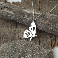 Sterling silver Butterfly pendant with hand pierced details - Anna Ancell Jewellery