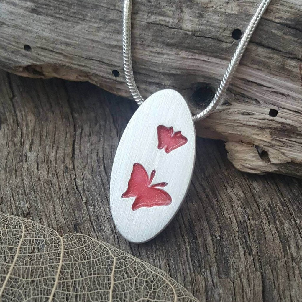 Fine silver butterfly pendant - Anna Ancell Jewellery