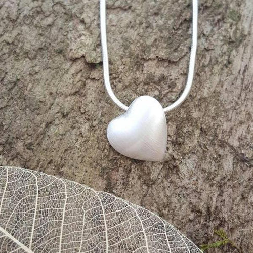 Fine Silver 3D Heart Pendant - Anna Ancell Jewellery