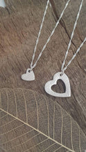 Heart Duo necklaces with leaf vein texture - Anna Ancell Jewellery