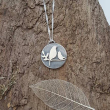 Sterling silver mother and fledgling bird pendant - Anna Ancell Jewellery