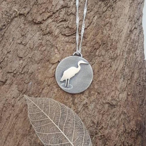 Sterling Silver 'Heron' pendant - Anna Ancell Jewellery