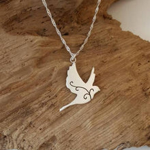 Sterling silver dove with scroll detail - Anna Ancell Jewellery